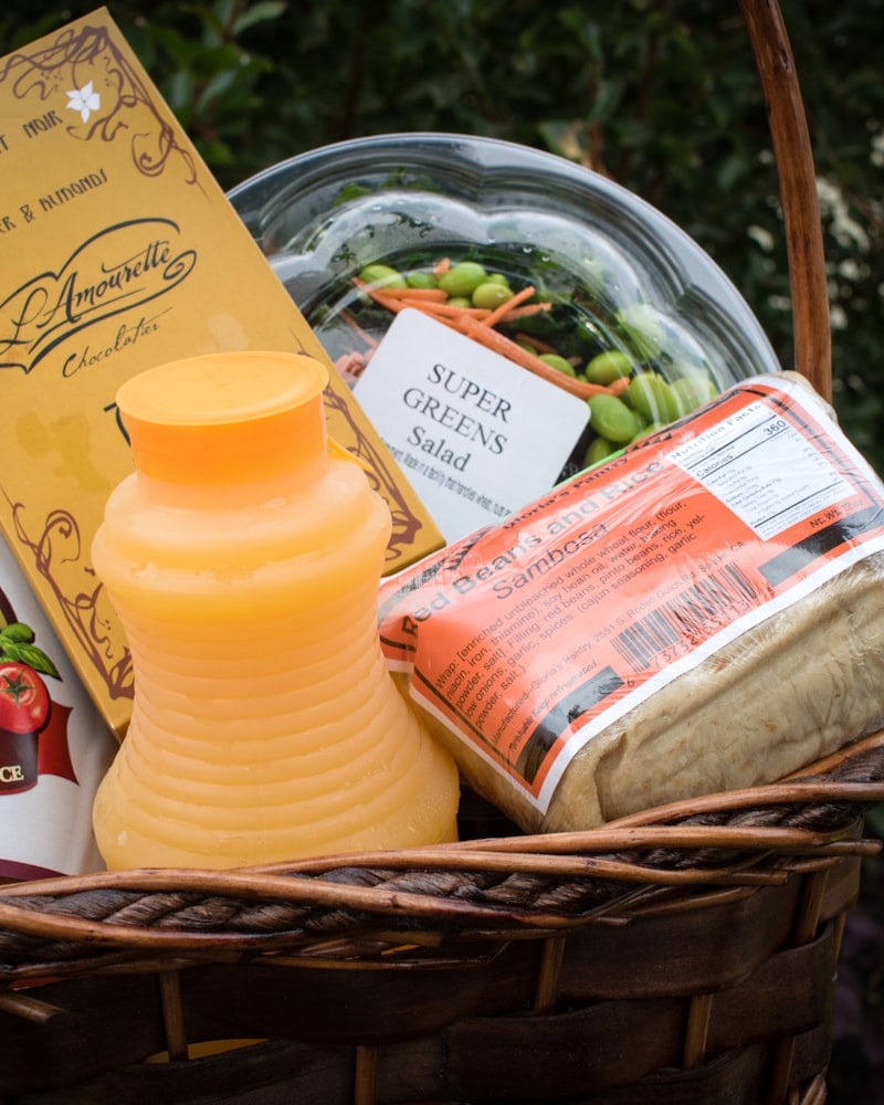 A wicker hamper filled with artisan treats